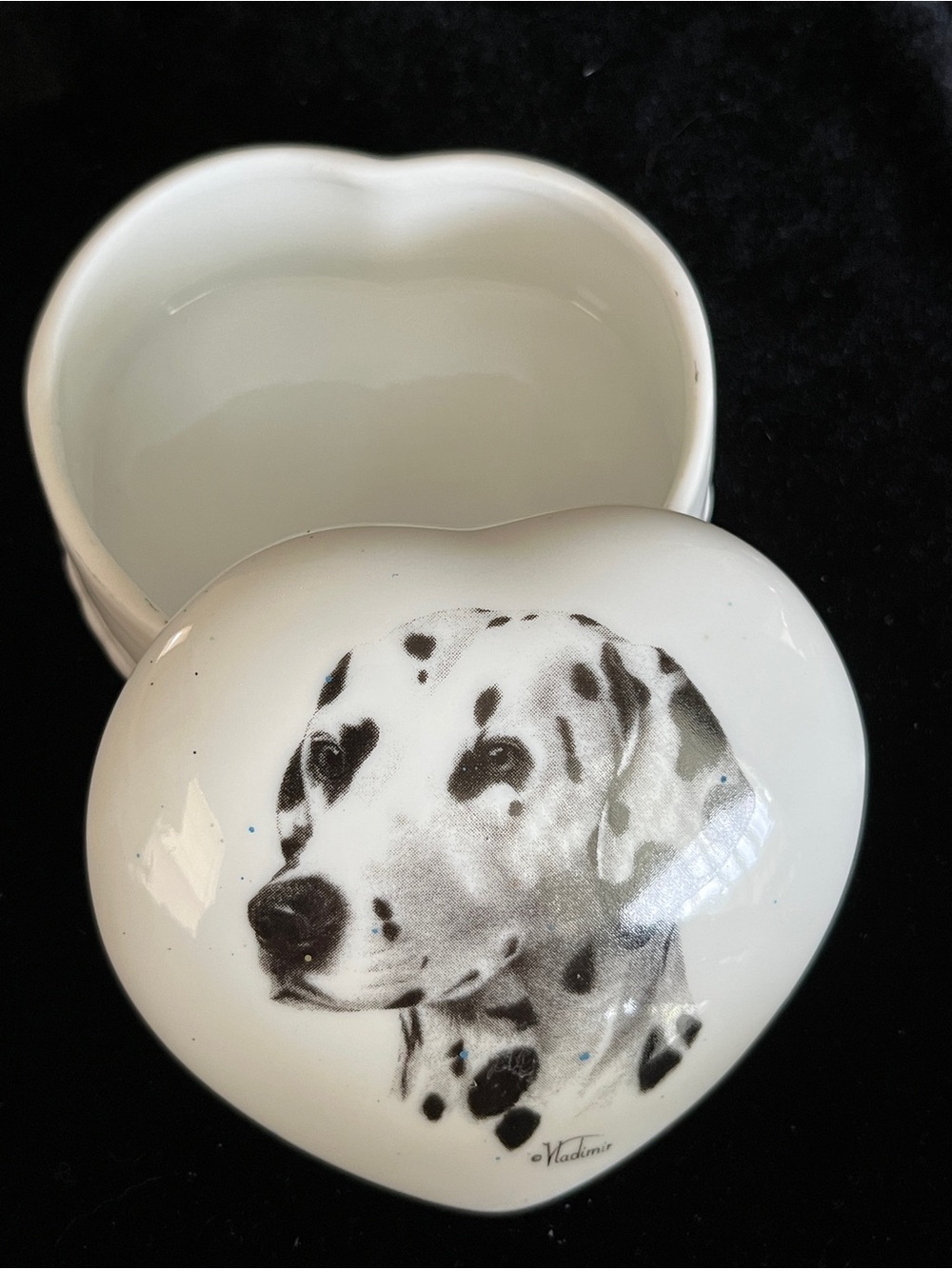 Princeton Gallery porcelain trinket box Dalmatian design by Linda Picken